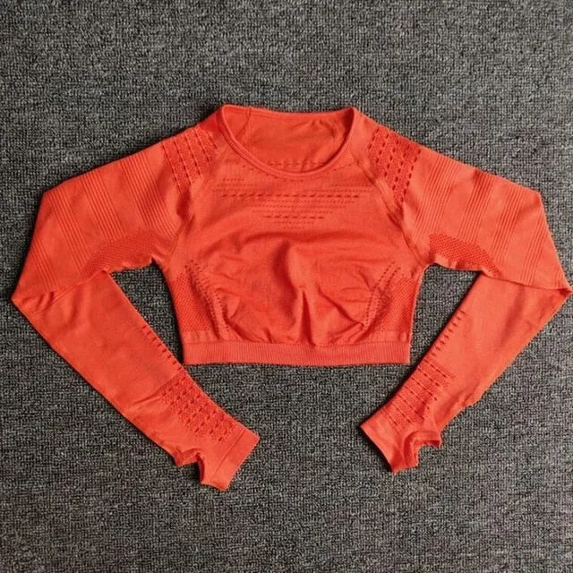 Women Long Sleeve Fitness Workout Sports Running Thin Yoga Sets