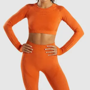 Women Long Sleeve Fitness Workout Sports Running Thin Yoga Sets