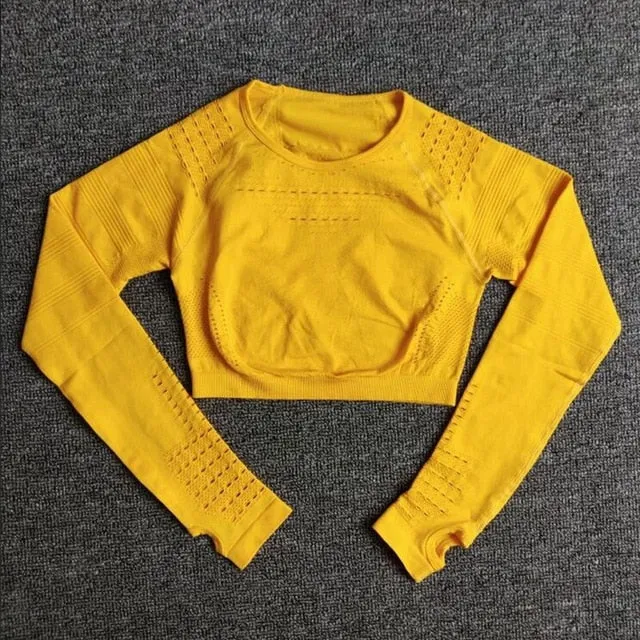 Women Long Sleeve Fitness Workout Sports Running Thin Yoga Sets