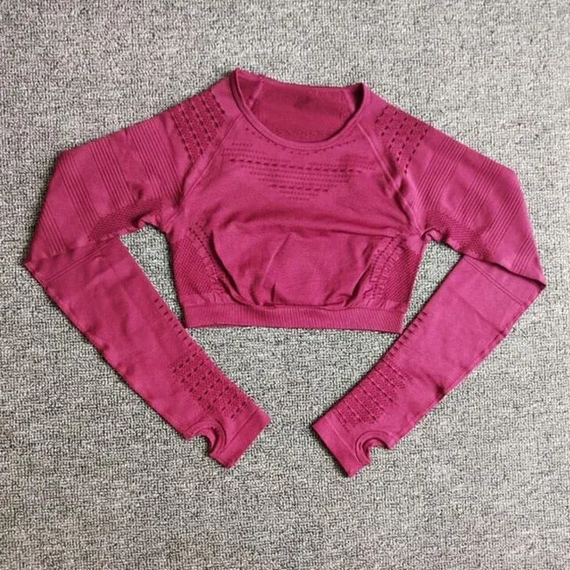Women Long Sleeve Fitness Workout Sports Running Thin Yoga Sets