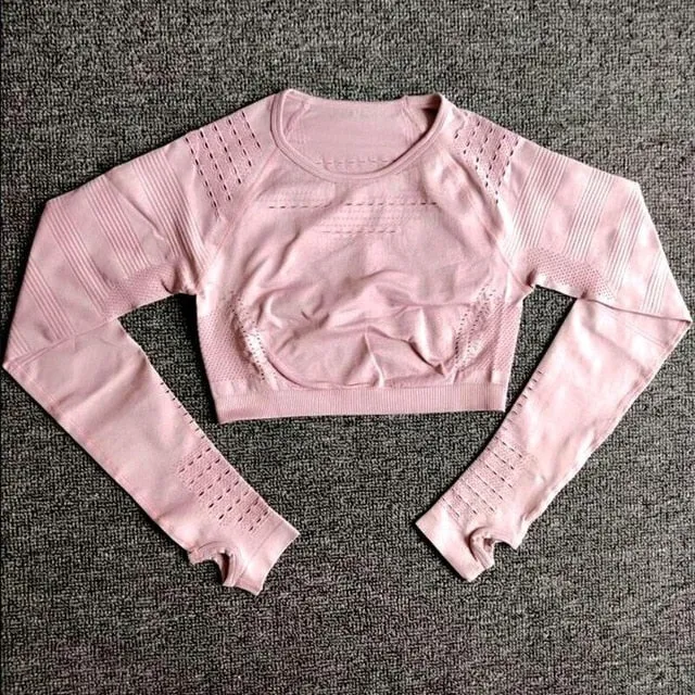Women Long Sleeve Fitness Workout Sports Running Thin Yoga Sets
