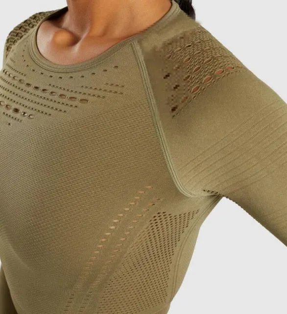 Women Long Sleeve Fitness Workout Sports Running Thin Yoga Sets