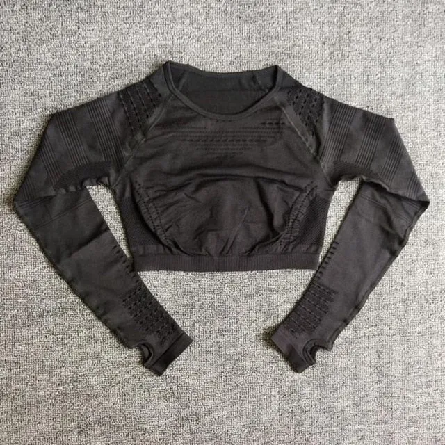 Women Long Sleeve Fitness Workout Sports Running Thin Yoga Sets