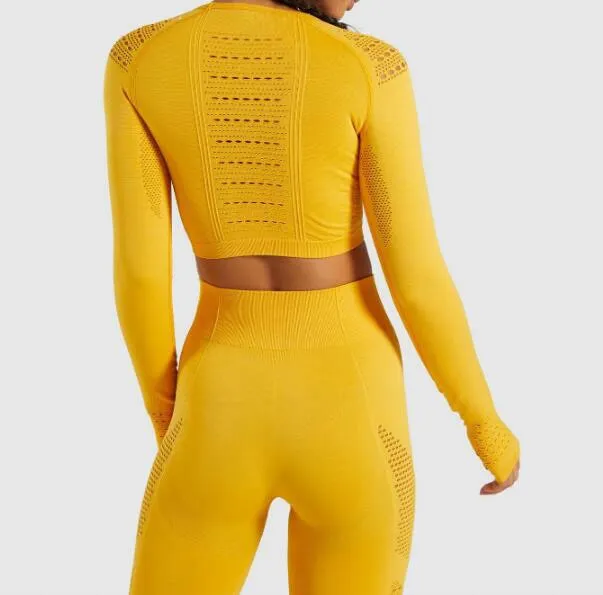Women Long Sleeve Fitness Workout Sports Running Thin Yoga Sets