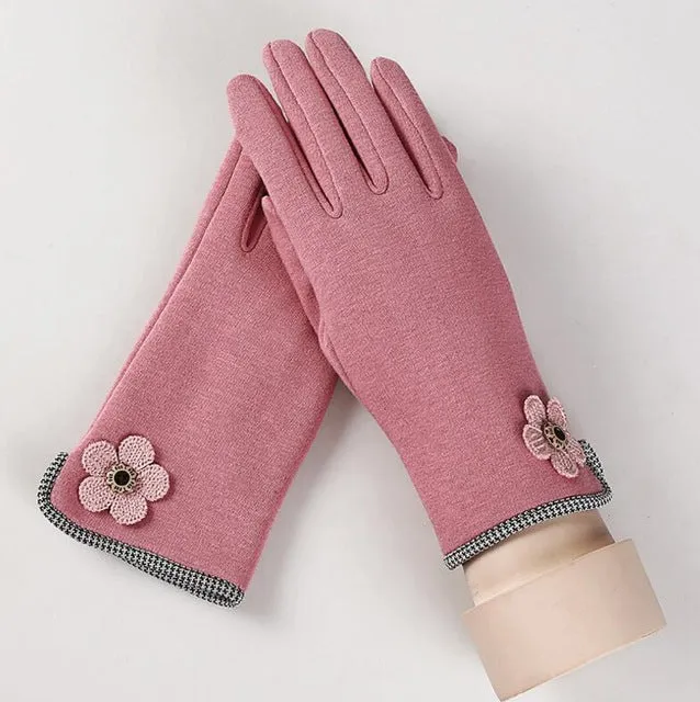Women Wrist Warm Woolen Mittens Female Luvas Genuine Rabbit Fur Gloves Cashmere Winter Girls Elegant Glove For Lady Bowknot