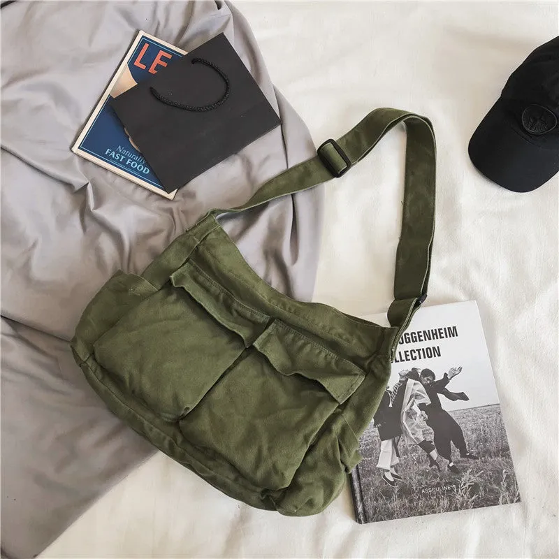 Women's & Men's Tooling Style Canvas For And Class Street Large Capacity Artistic Bags