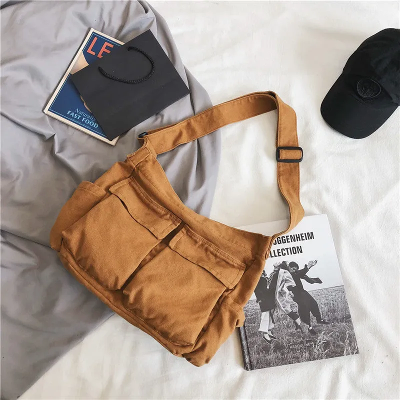 Women's & Men's Tooling Style Canvas For And Class Street Large Capacity Artistic Bags