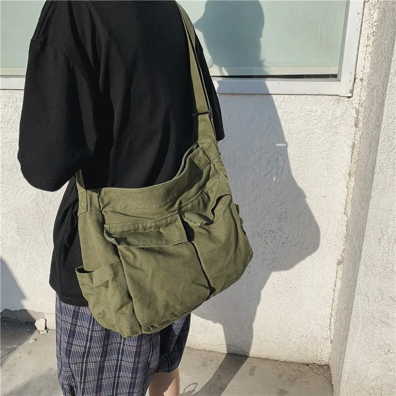 Women's & Men's Tooling Style Canvas For And Class Street Large Capacity Artistic Bags