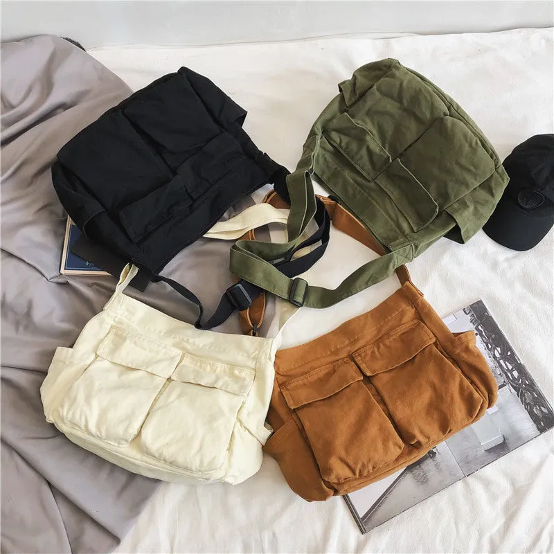 Women's & Men's Tooling Style Canvas For And Class Street Large Capacity Artistic Bags