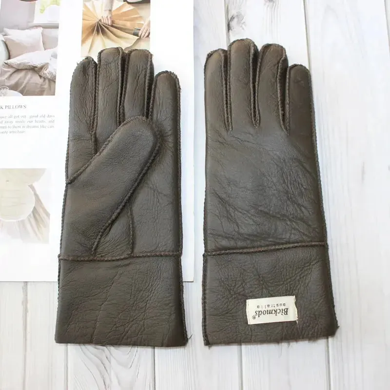 Women's fur Sheep Skin gloves Leather color warm winter wool lining wind and cold gloves