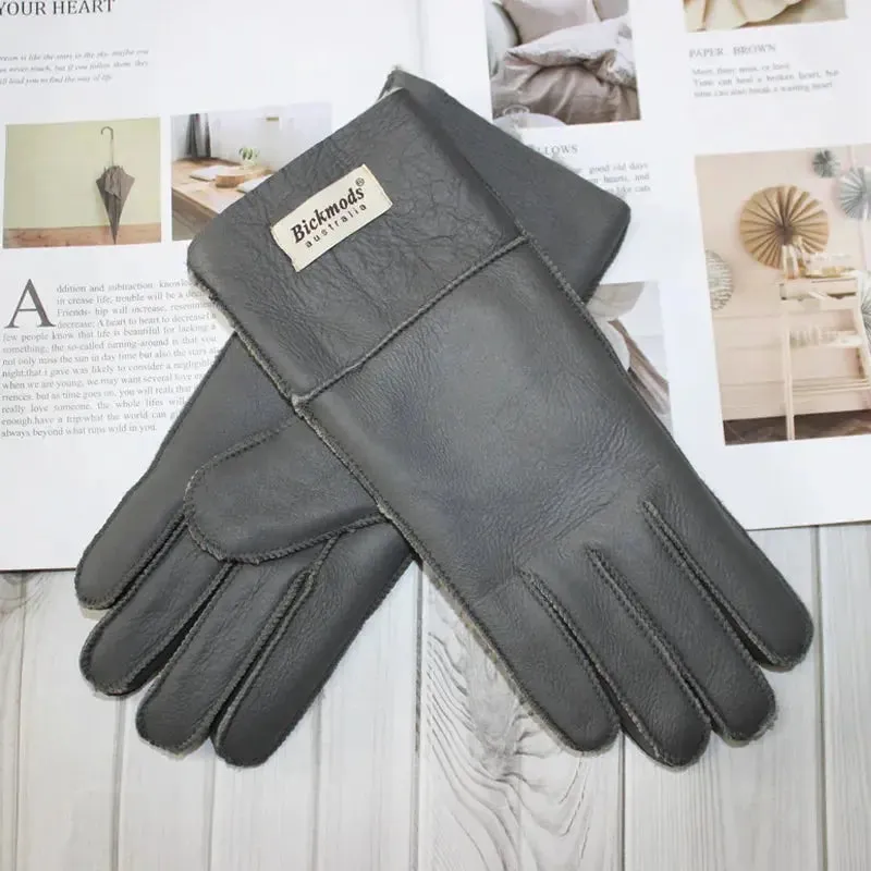 Women's fur Sheep Skin gloves Leather color warm winter wool lining wind and cold gloves