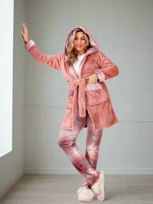 Women's pajamas, 3 pieces, T-shirt   pants   short robe