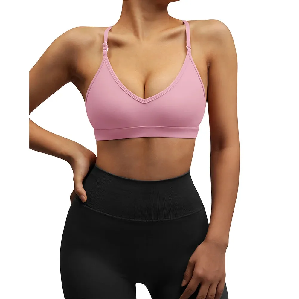 Women's Push-Up Cross Strap Sports Bra - Yoga Gym Crop Top