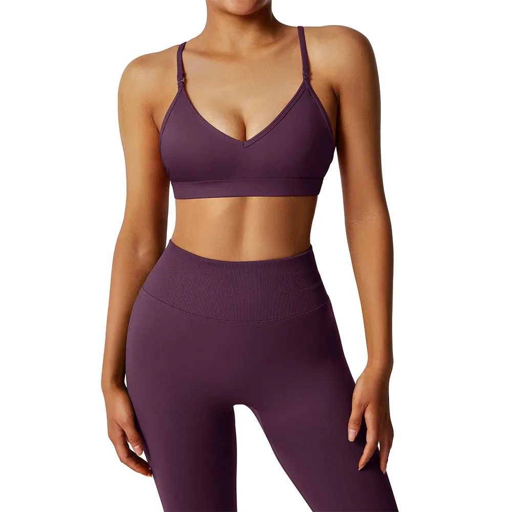 Women's Push-Up Cross Strap Sports Bra - Yoga Gym Crop Top