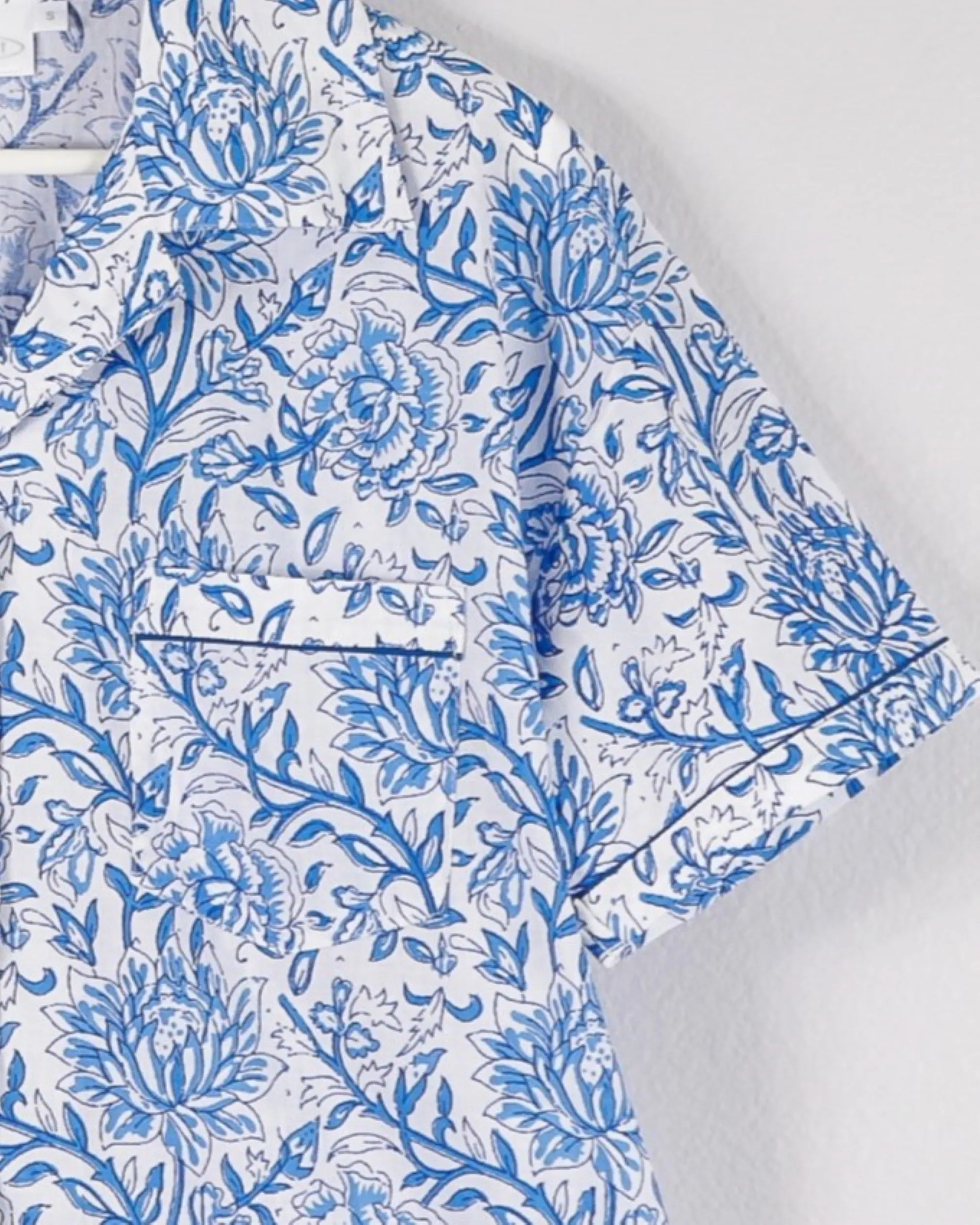 Women's Short Sleeve Pajama Set In Blue Floral