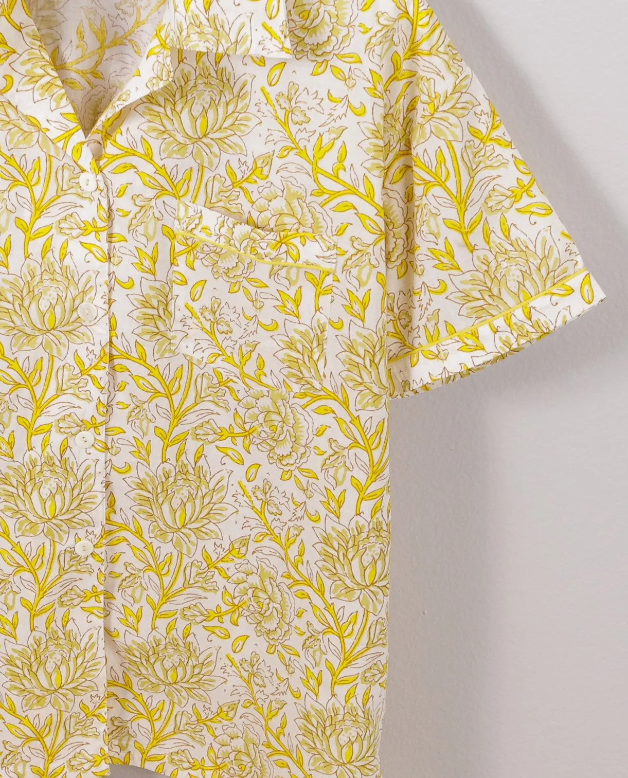 Women's Short Sleeve Pajama Set In Yellow Floral