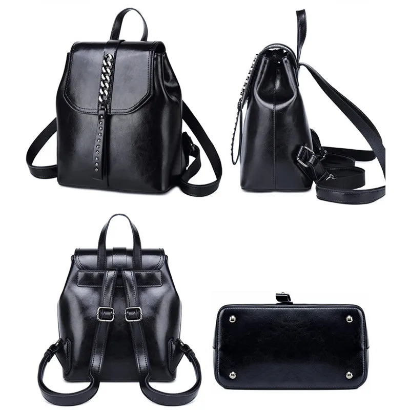 Women's Top Grain Leather Backpack, Leather Rucksack for Women, Lady Backpack Stylish Casual Backpack