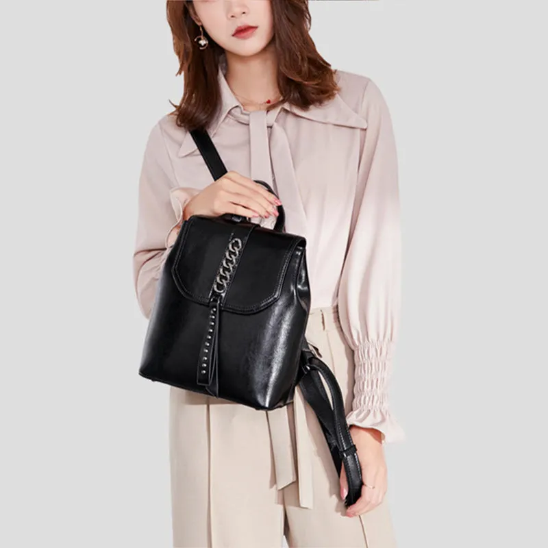 Women's Top Grain Leather Backpack, Leather Rucksack for Women, Lady Backpack Stylish Casual Backpack
