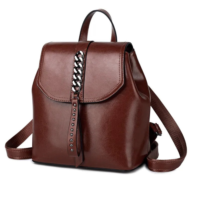 Women's Top Grain Leather Backpack, Leather Rucksack for Women, Lady Backpack Stylish Casual Backpack
