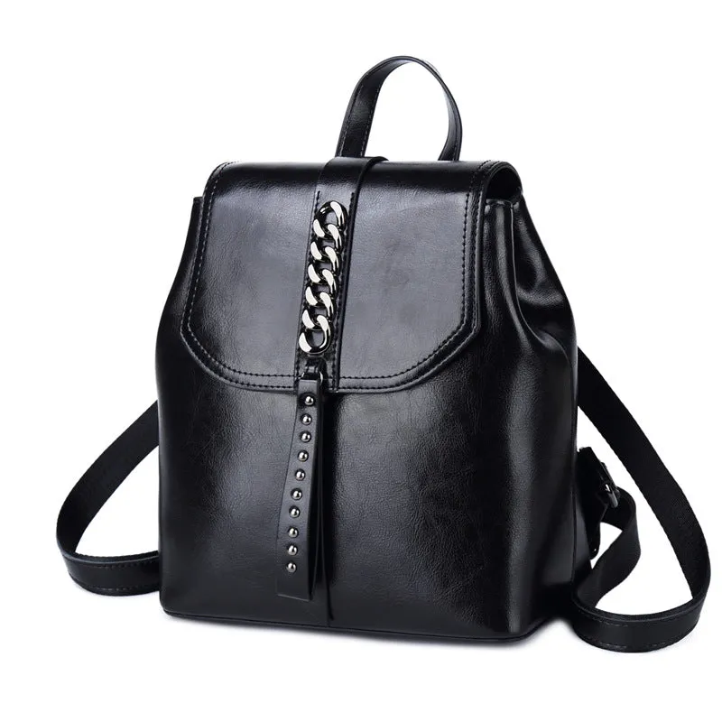 Women's Top Grain Leather Backpack, Leather Rucksack for Women, Lady Backpack Stylish Casual Backpack