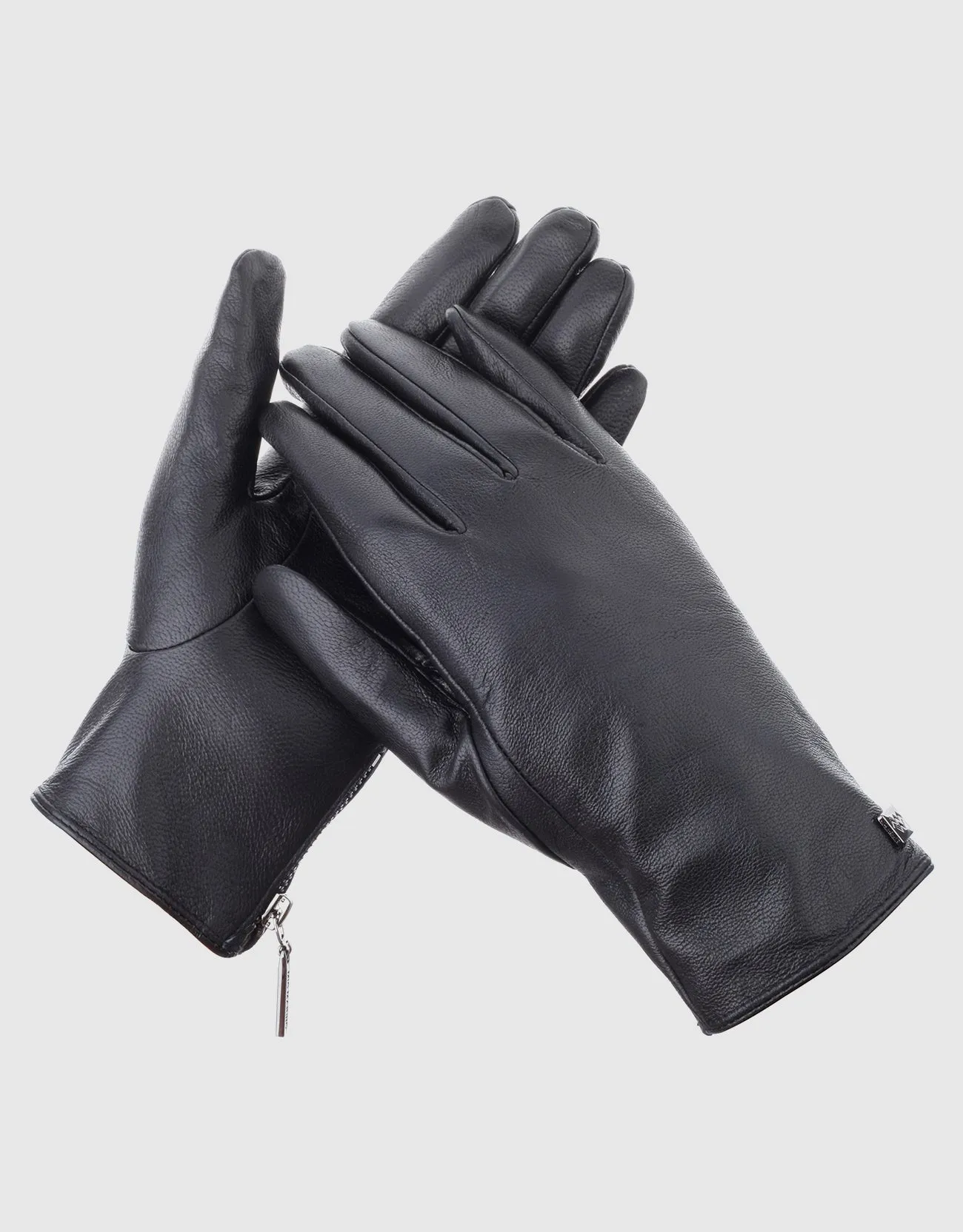 Women's Wristed Zipper Touchscreen Leather Gloves