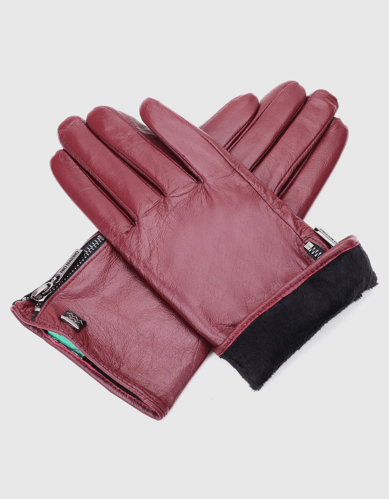 Women's Wristed Zipper Touchscreen Leather Gloves
