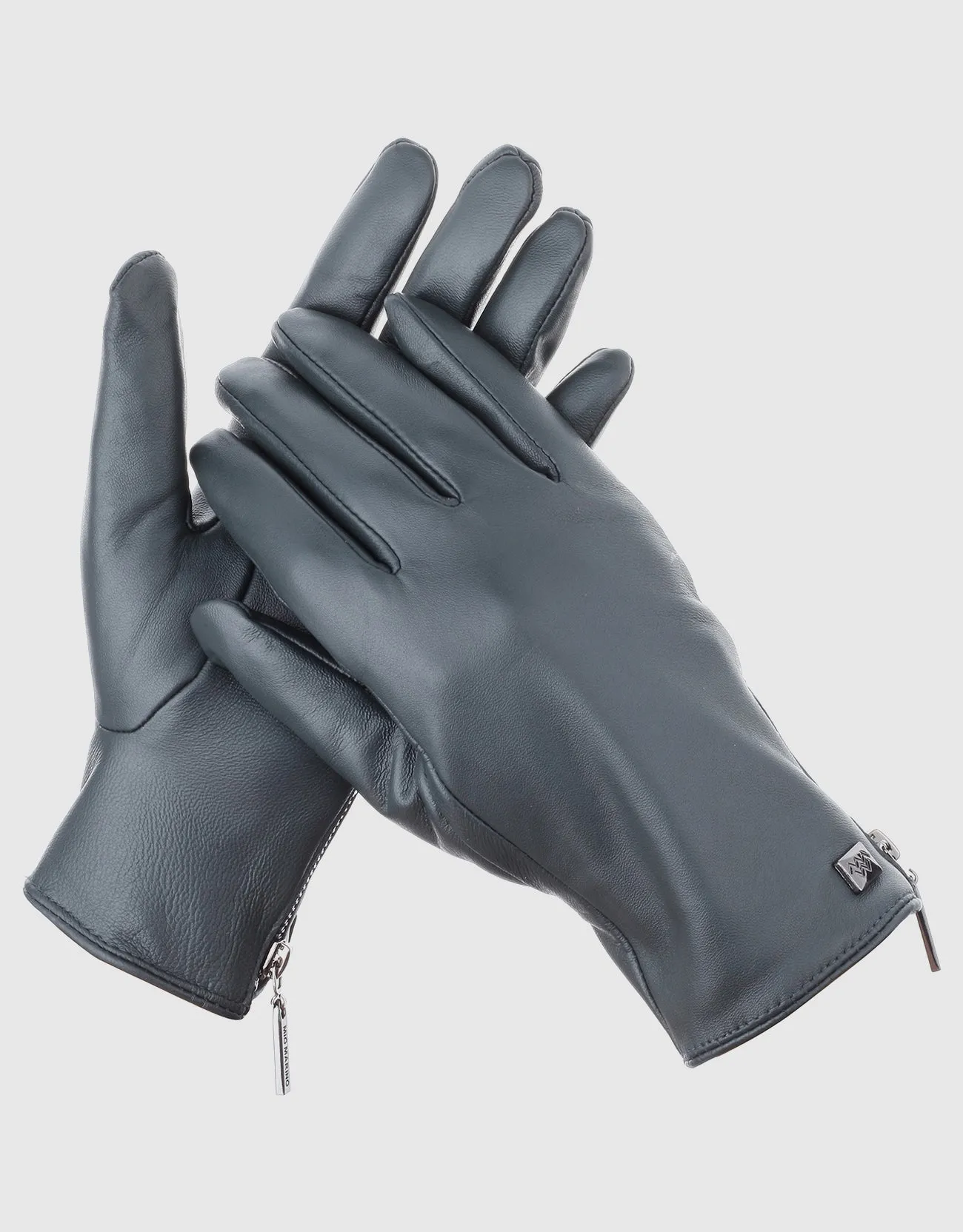 Women's Wristed Zipper Touchscreen Leather Gloves