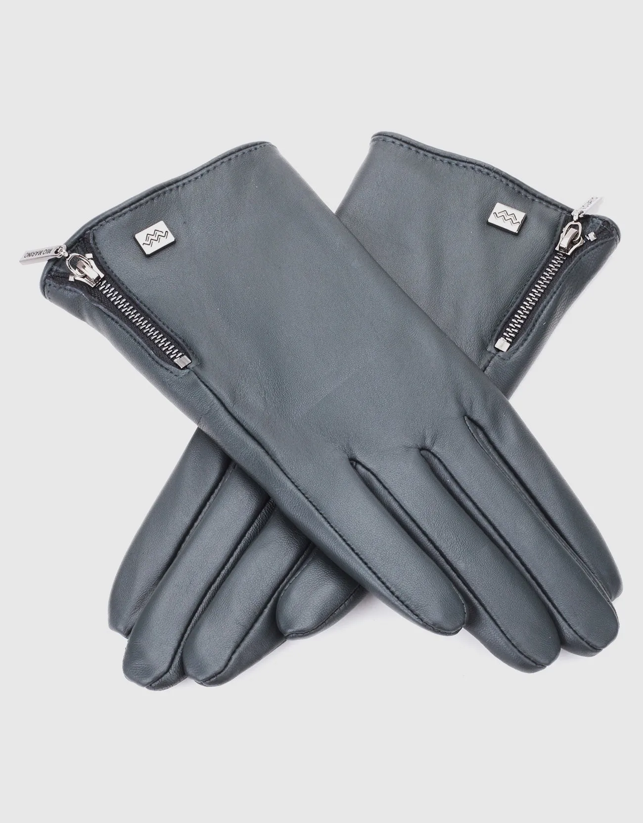 Women's Wristed Zipper Touchscreen Leather Gloves