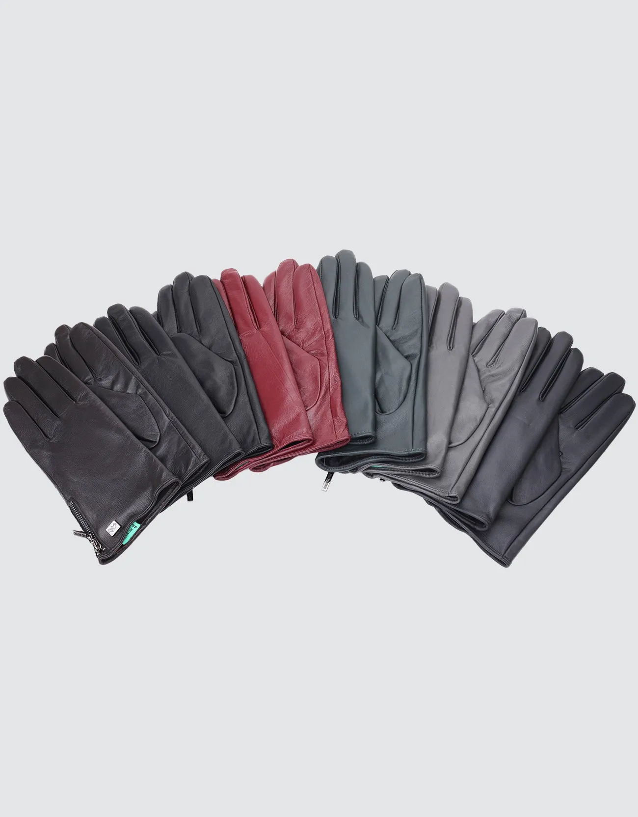 Women's Wristed Zipper Touchscreen Leather Gloves