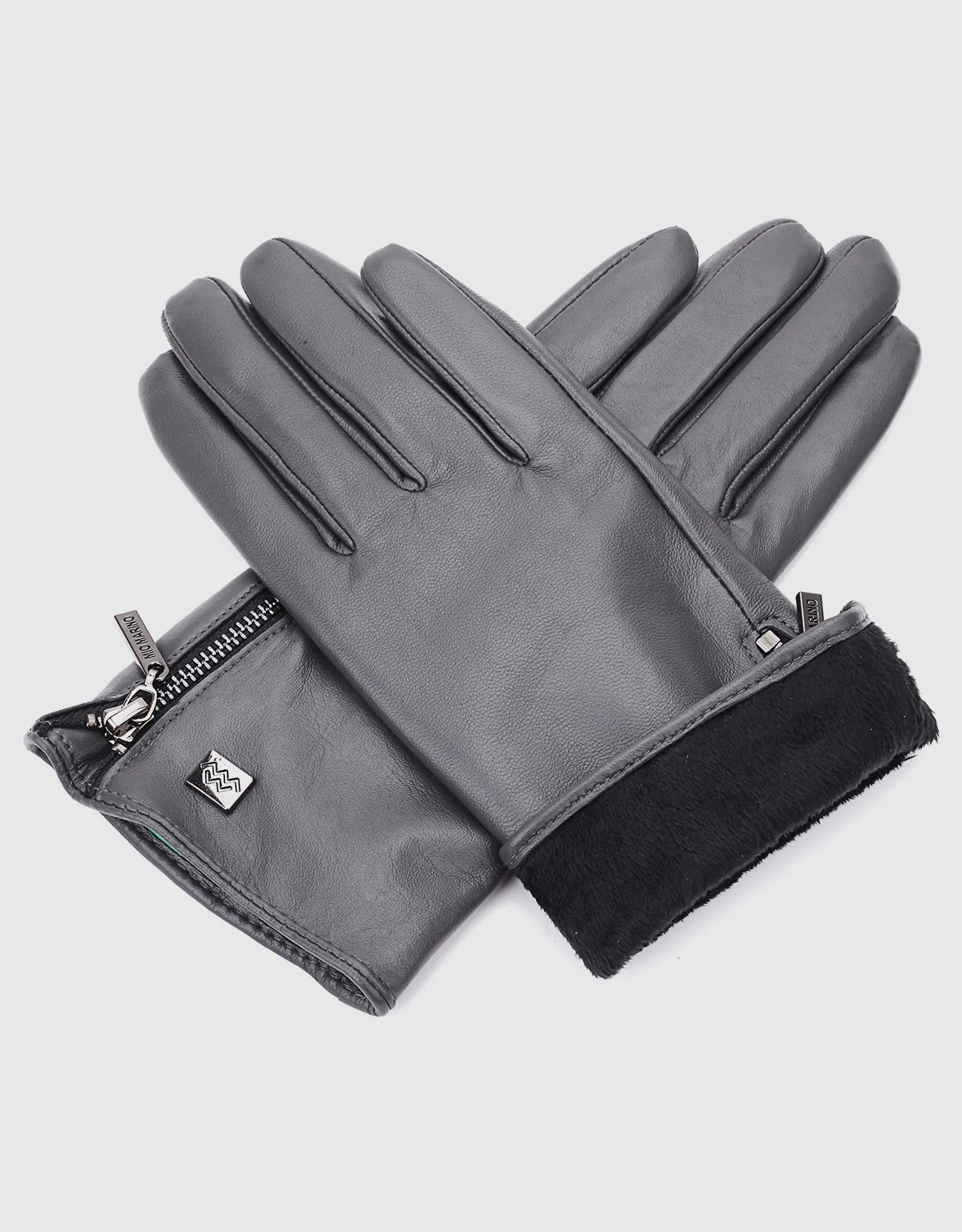 Women's Wristed Zipper Touchscreen Leather Gloves