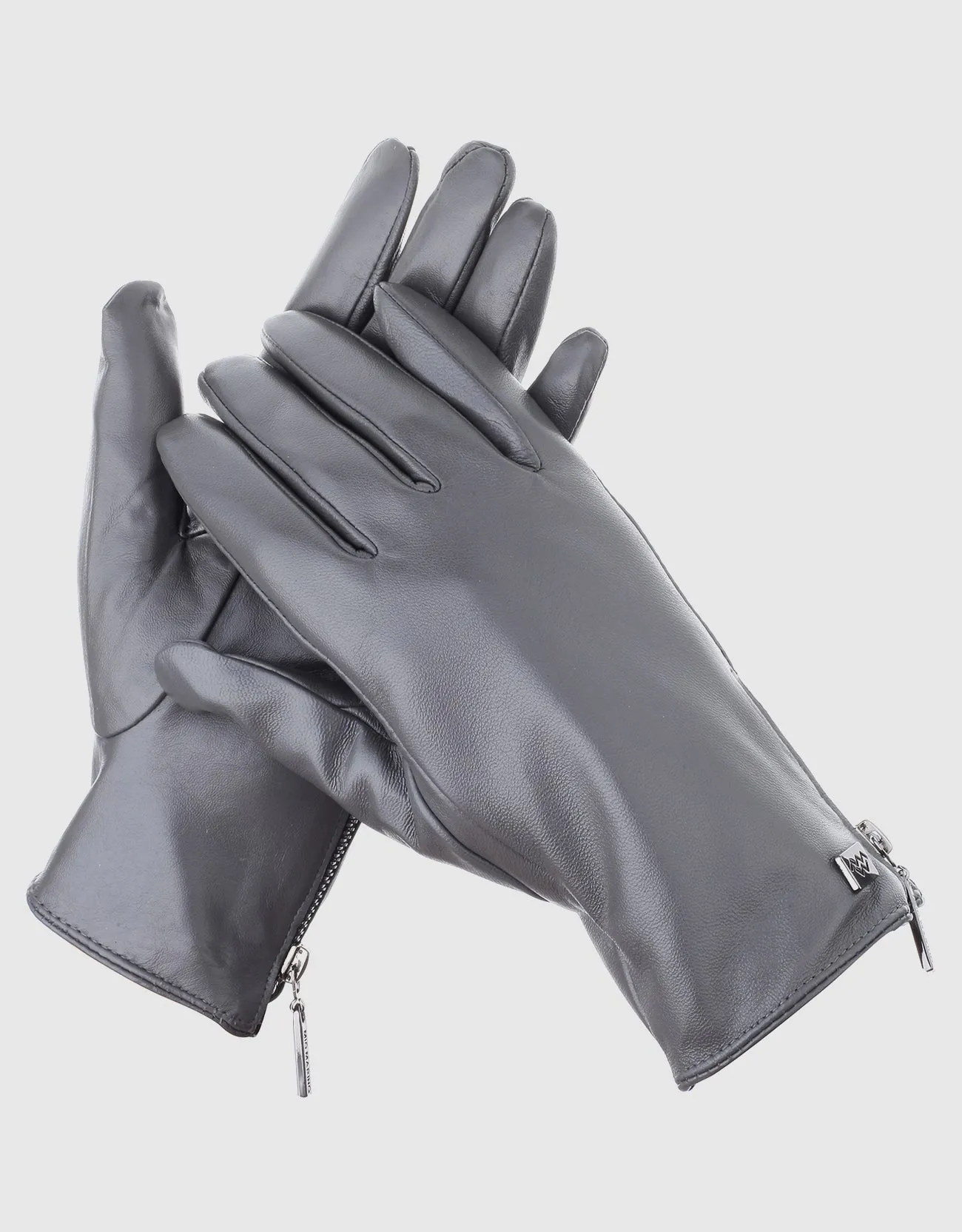 Women's Wristed Zipper Touchscreen Leather Gloves