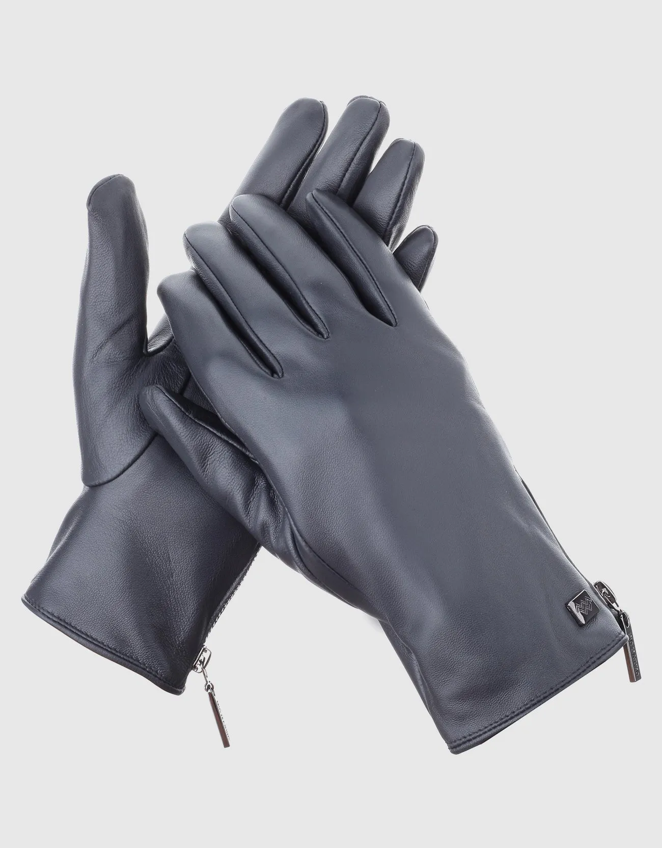 Women's Wristed Zipper Touchscreen Leather Gloves
