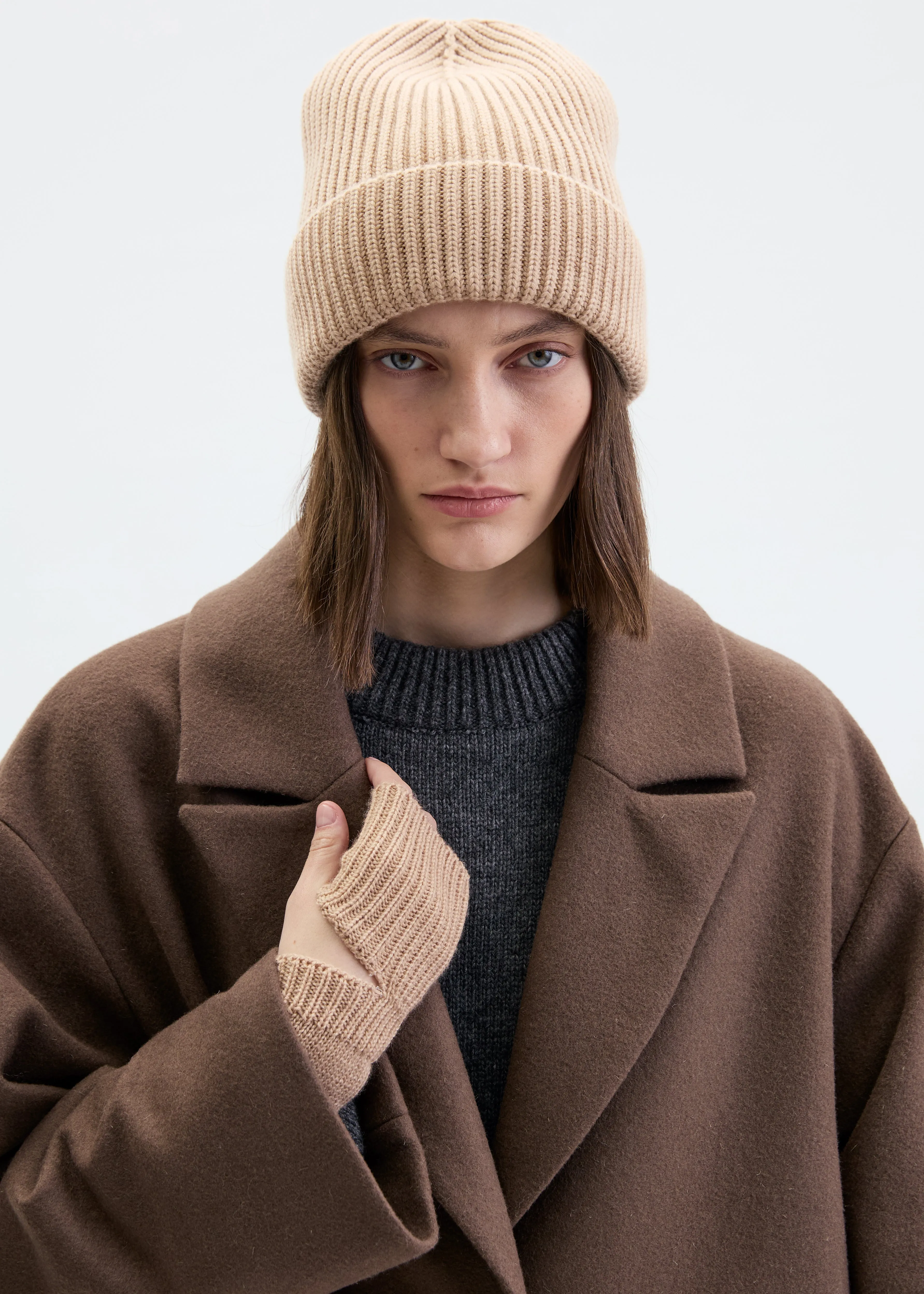 Wool Beige Mitts