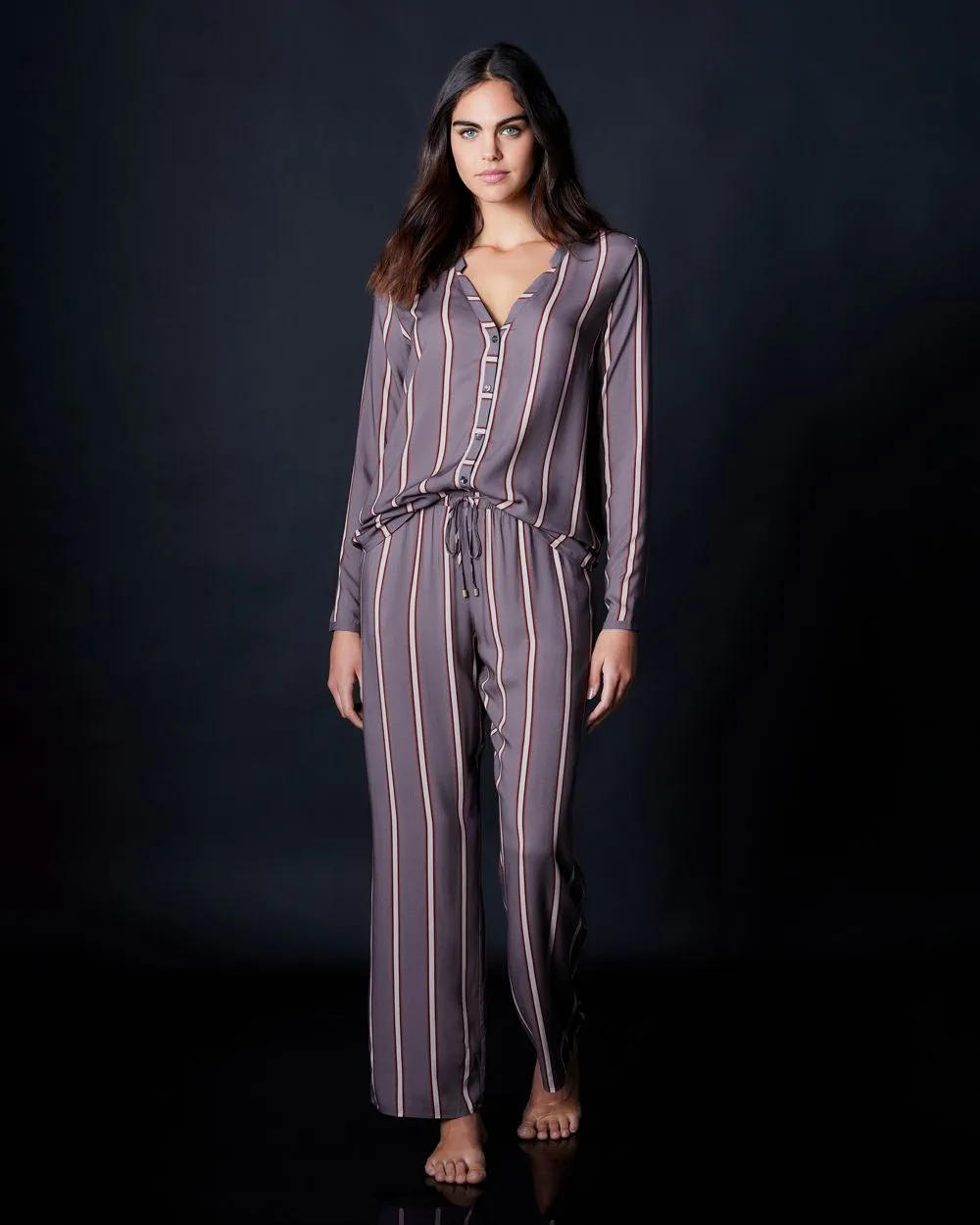 Woven Long Sleeve Pajama Shirt