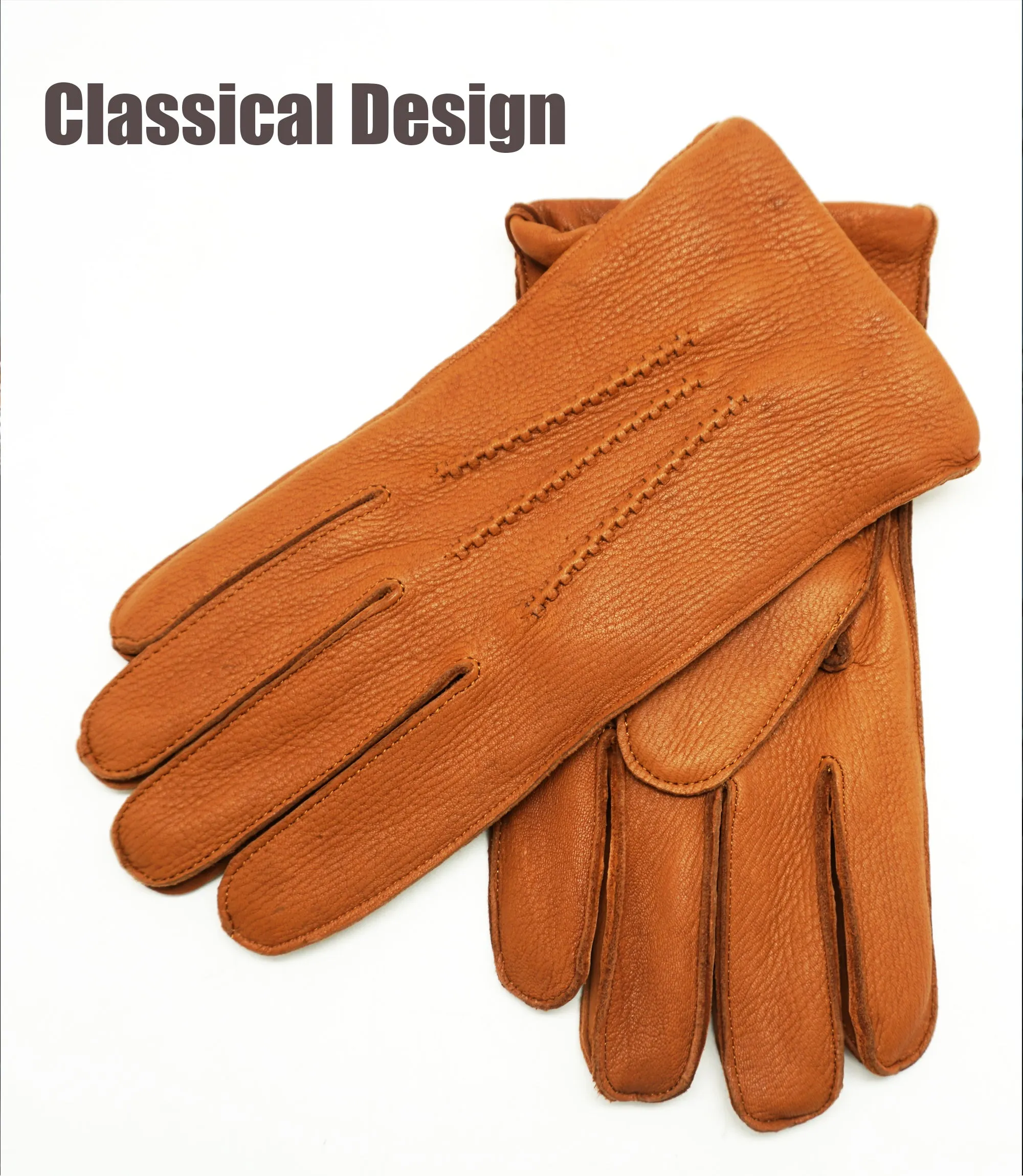 YISEVEN Men's  Deerskin Leather Dress Gloves
