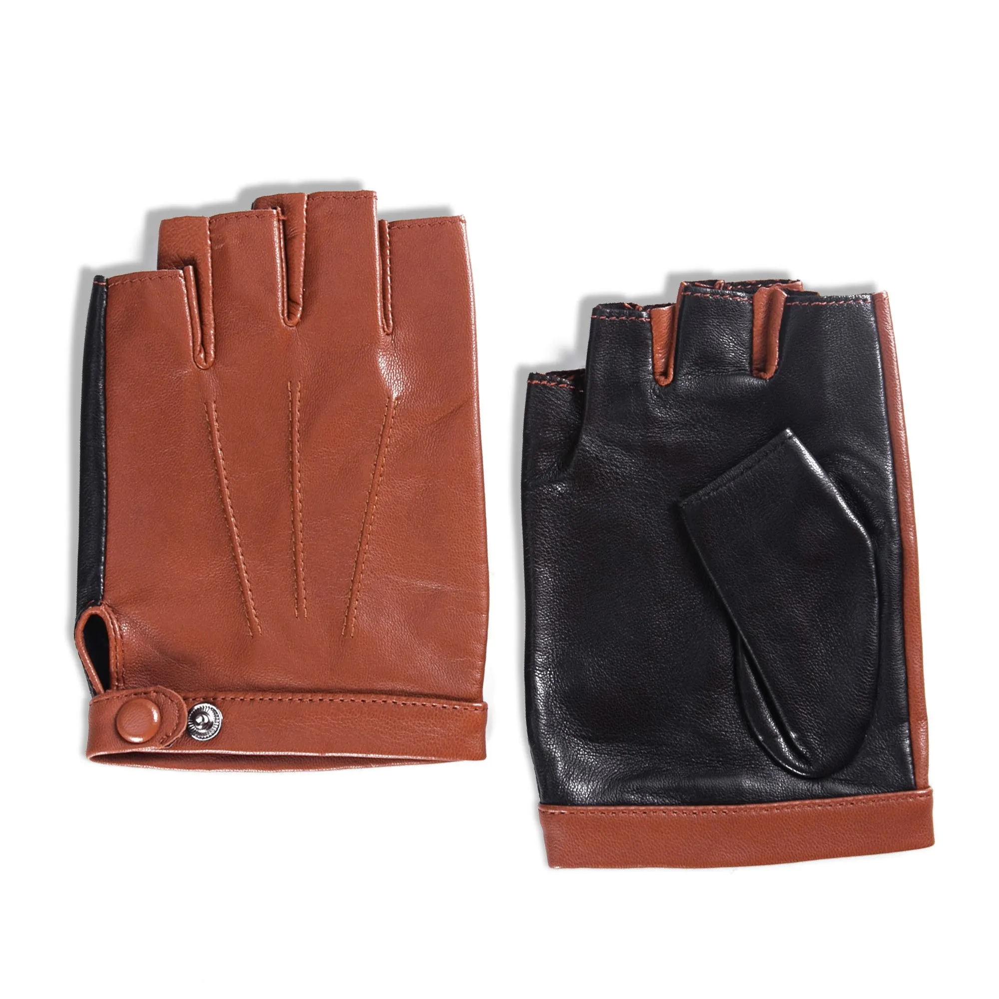 YISEVEN Men's Fingerless Lambskin Leather Gloves