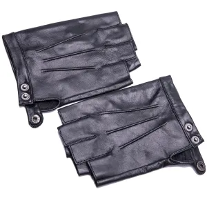 YISEVEN Men's Fingerless Lambskin Leather Gloves