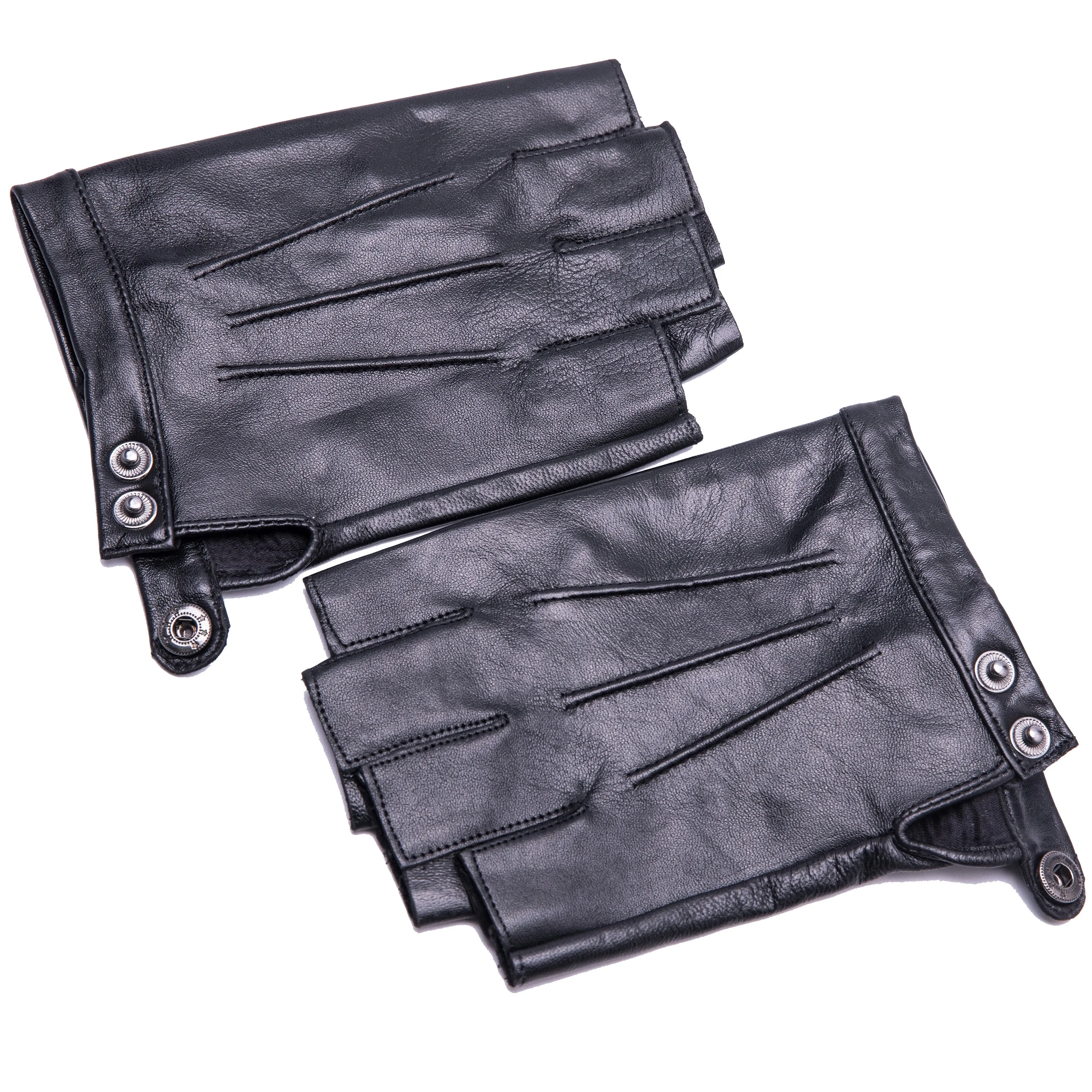 YISEVEN Men's Fingerless Lambskin Leather Gloves