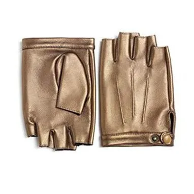 YISEVEN Men's Fingerless Lambskin Leather Gloves