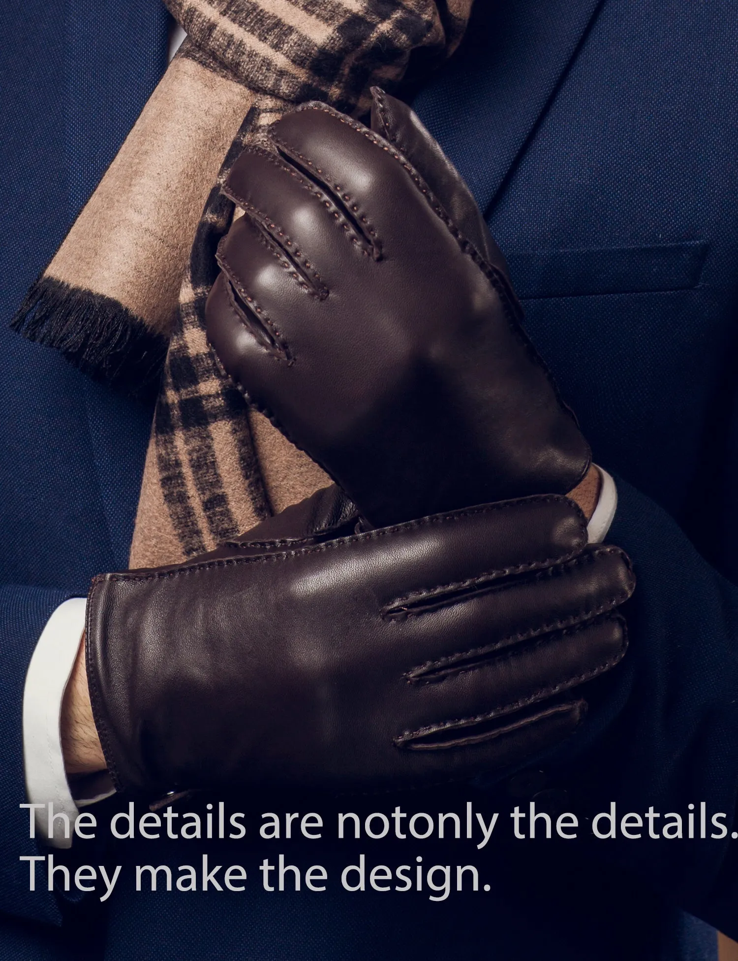 YISEVEN Men's Touchscreen Sheepskin Leather Gloves