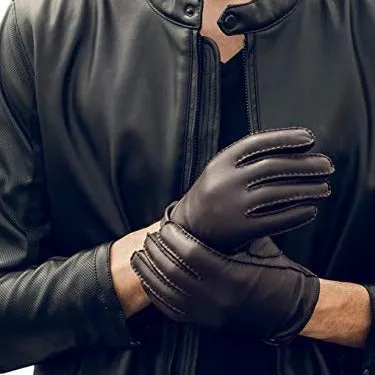 YISEVEN Men's Touchscreen Sheepskin Leather Gloves