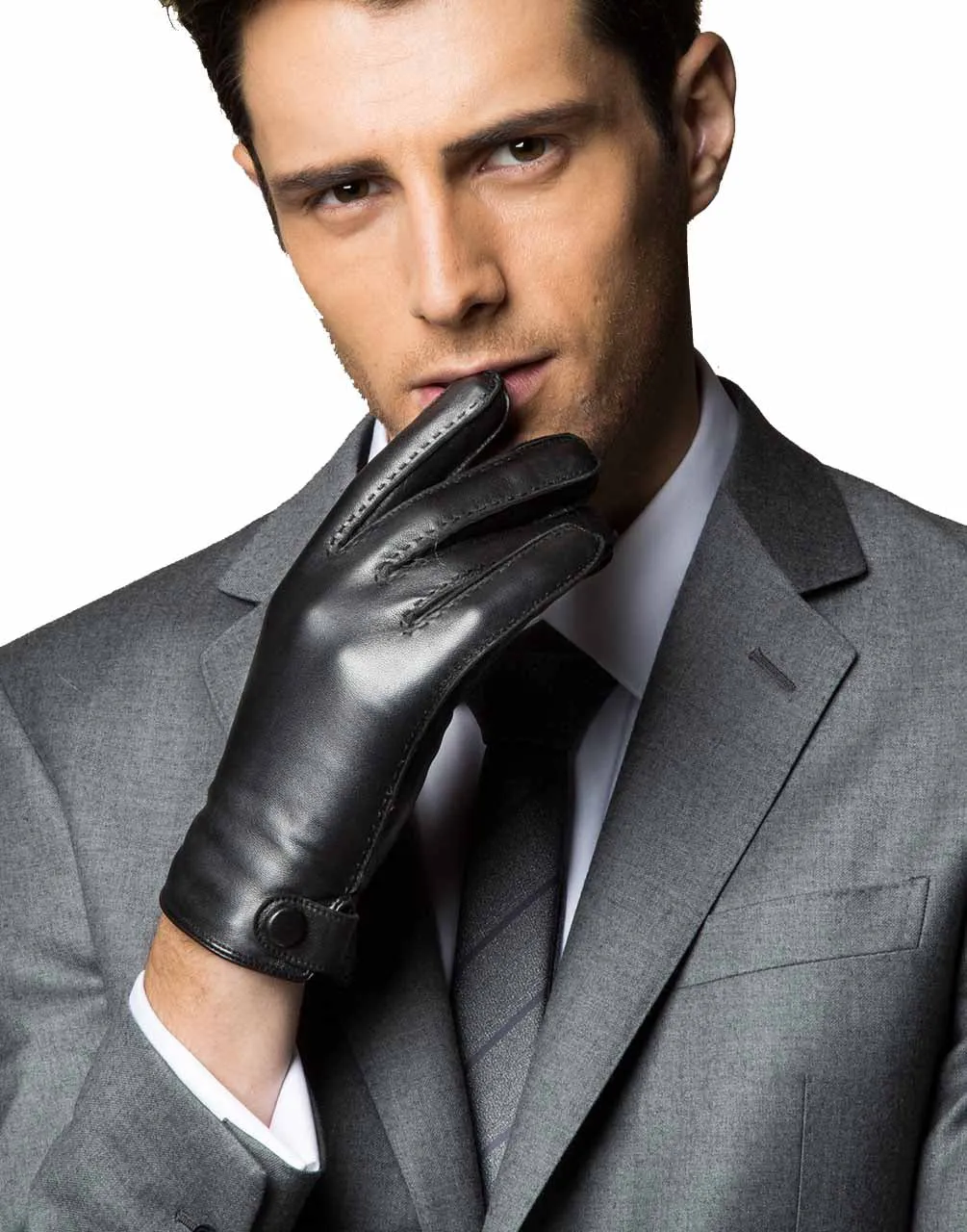 YISEVEN Men's Touchscreen Sheepskin Leather Gloves