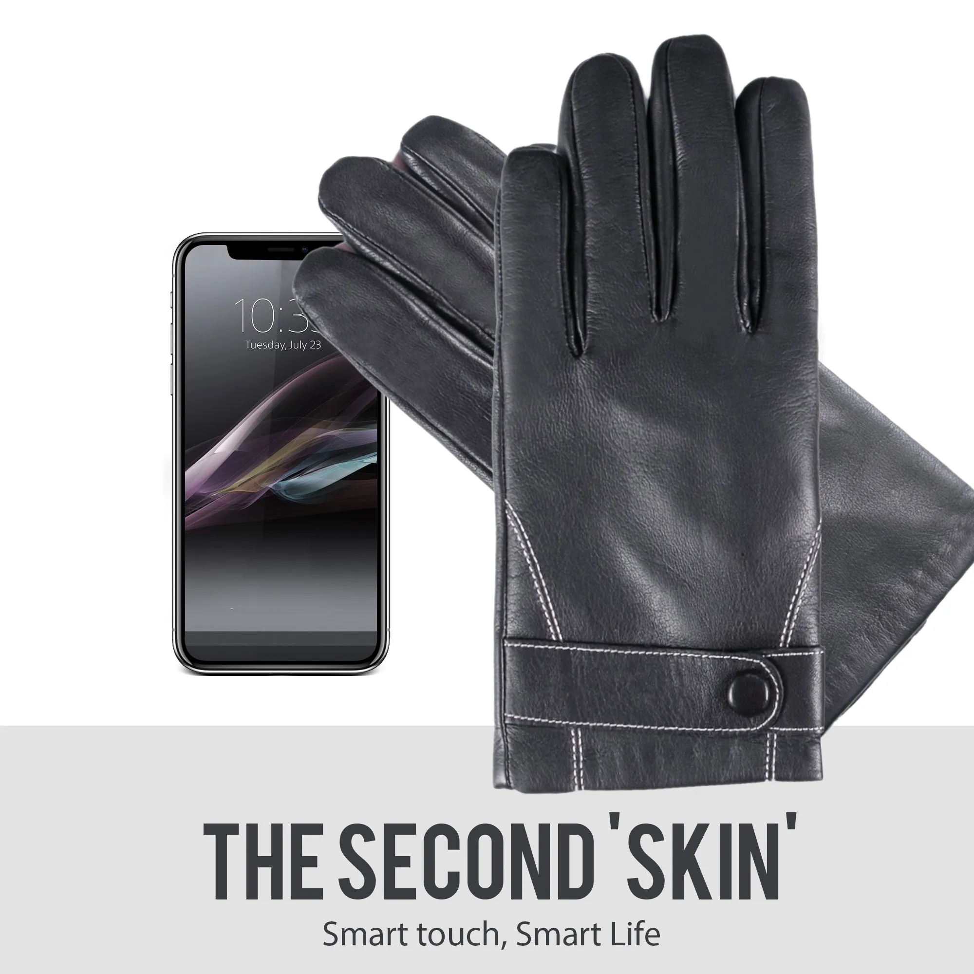 YISEVEN Men's Touchscreen Sheepskin Leather Gloves