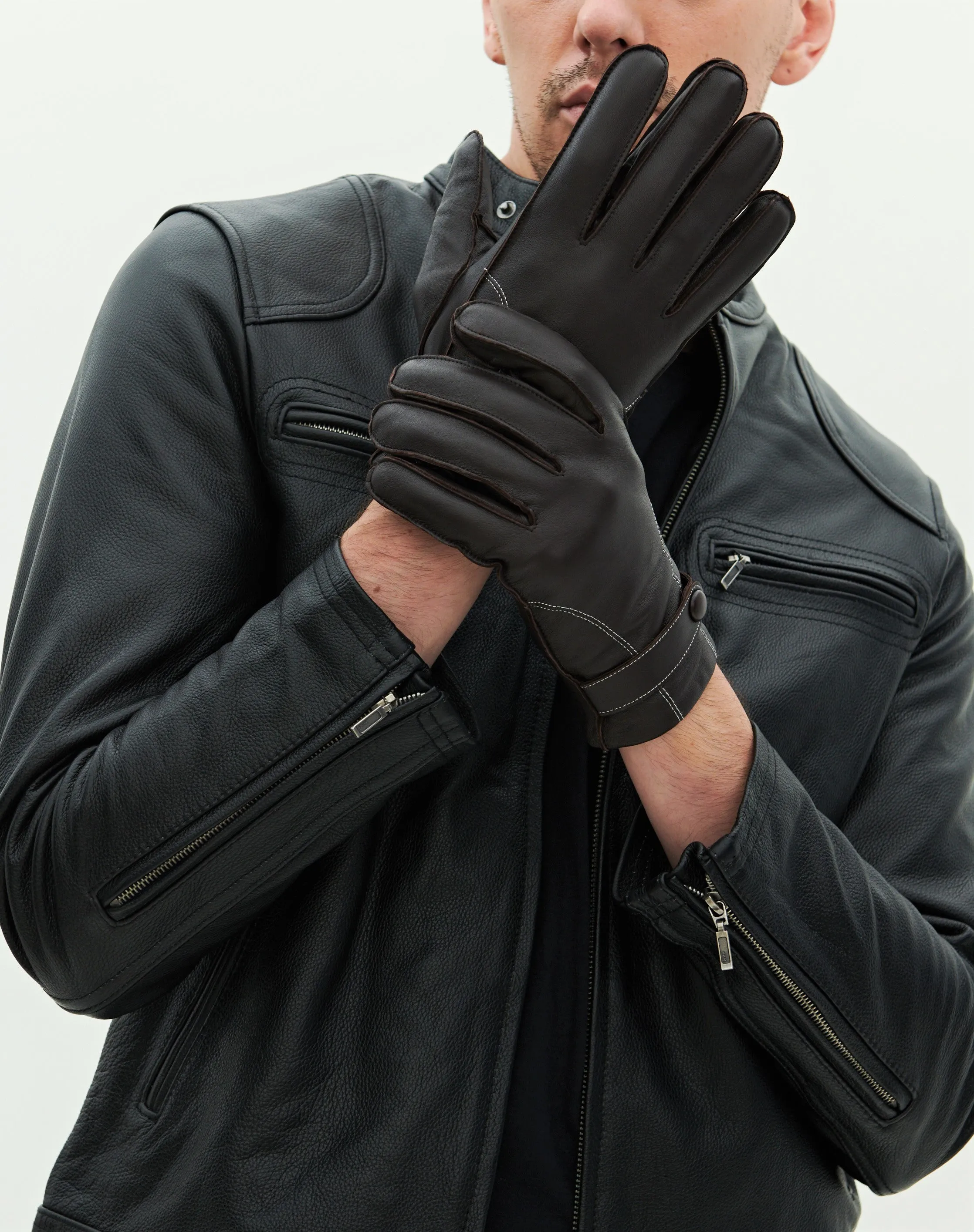 YISEVEN Men's Touchscreen Sheepskin Leather Gloves