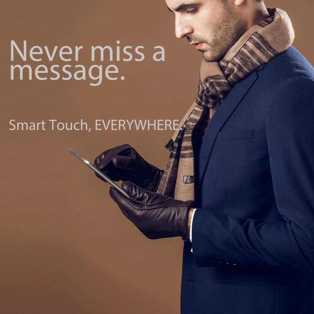 YISEVEN Men's Touchscreen Sheepskin Leather Gloves