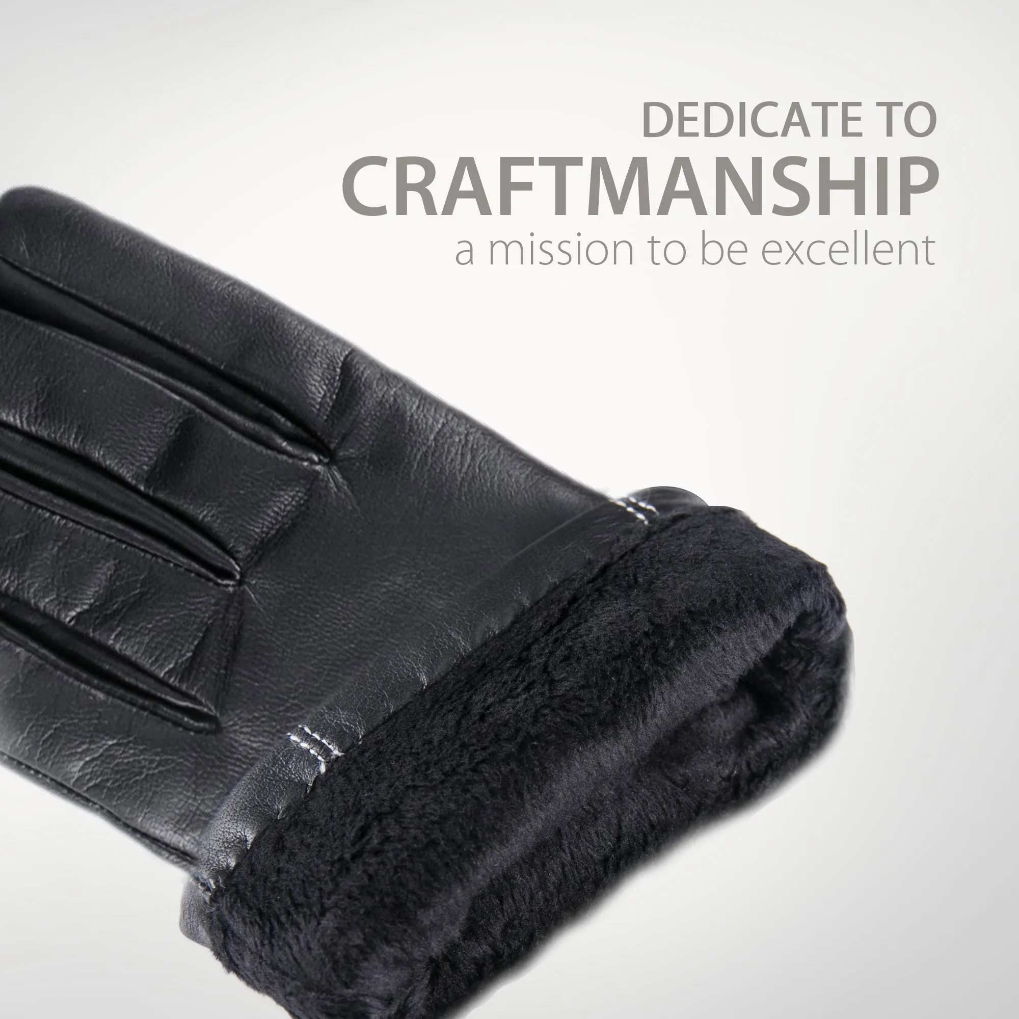 YISEVEN Men's Touchscreen Sheepskin Leather Gloves