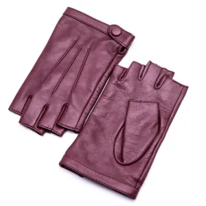 YISEVEN Women's Fingerless Lambskin  Leather Gloves