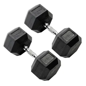 York 22.5kg Commercial Rubber Hex Dumbbells