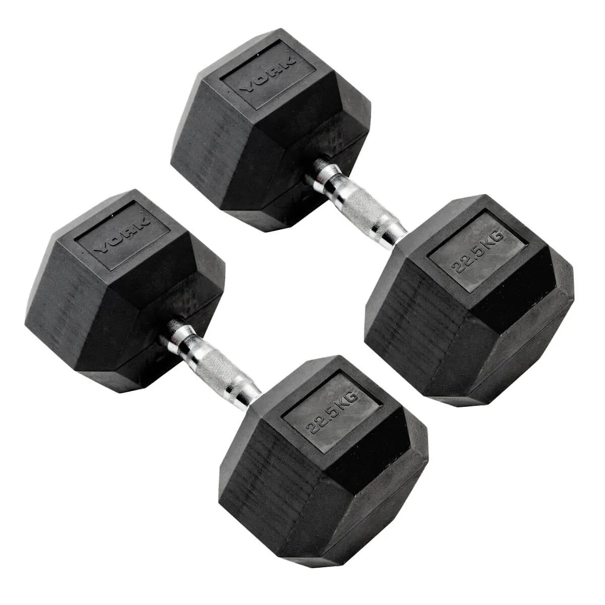 York 22.5kg Commercial Rubber Hex Dumbbells