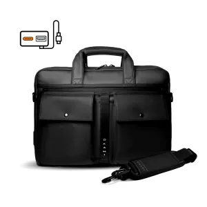 Zenpack Cargo Laptop Messenger Bag X Briefcase - DUAL USB with Type-C Port for Fast-Charging  for Laptops up to 15.6 inches (Obsidian Black)